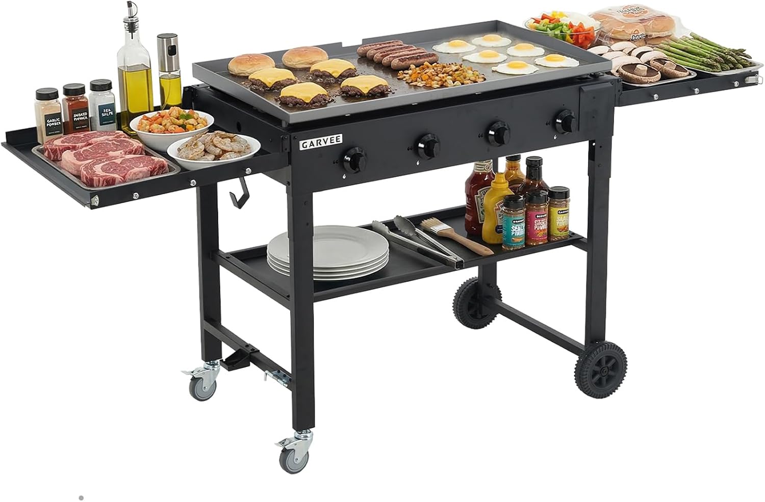 Camping Cooking Flat Top - Tacleekii 36 inch platte grill, 4-pits