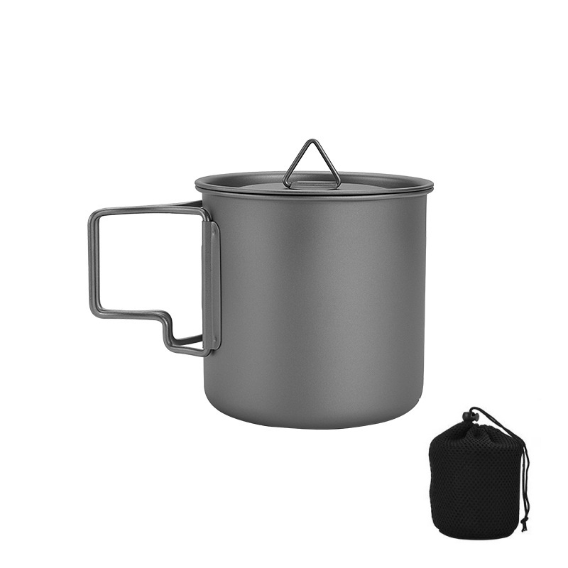 Camping Cooking Organizer - Titanium campingmok met inklapbaar handvat, lichtgewicht