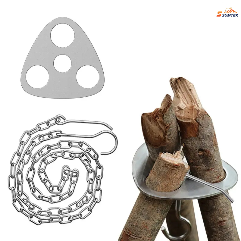 Camping Hiking Cooking - Roestvrij staal draagbare camping statiefhanger verstelbare