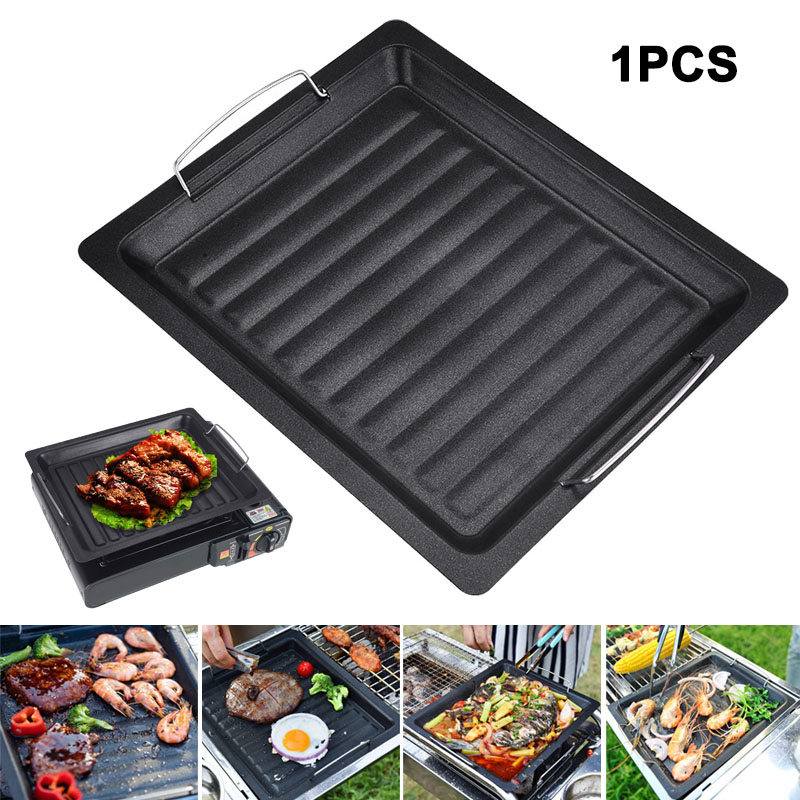 Camping Hiking Cooking - Buiten dikke vierkante grillpan met twee