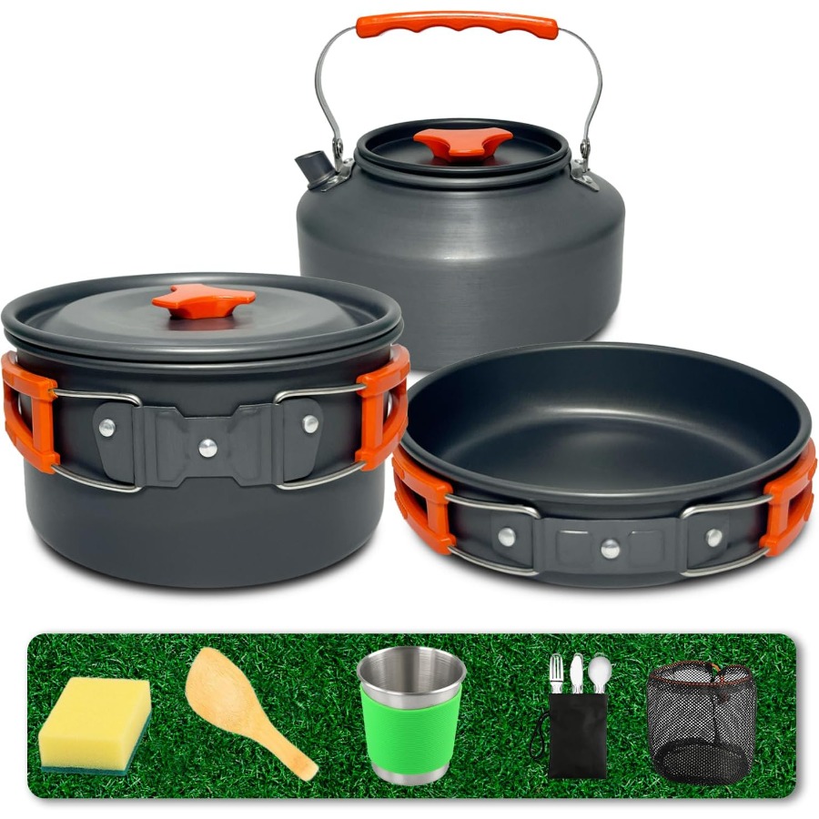 Camping Hiking Cooking - Campingkookgerei: 35oz antiaanbakpan + 59oz koekenpan,